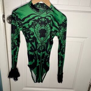 Green and Black Long Sleeve Bodysuit